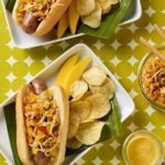 Brat with Mango Kimchi and Mango Mustard