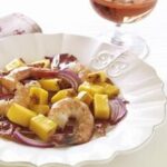 Caramelized Mango with Crispy Serrano Ham and Jumbo Shrimp