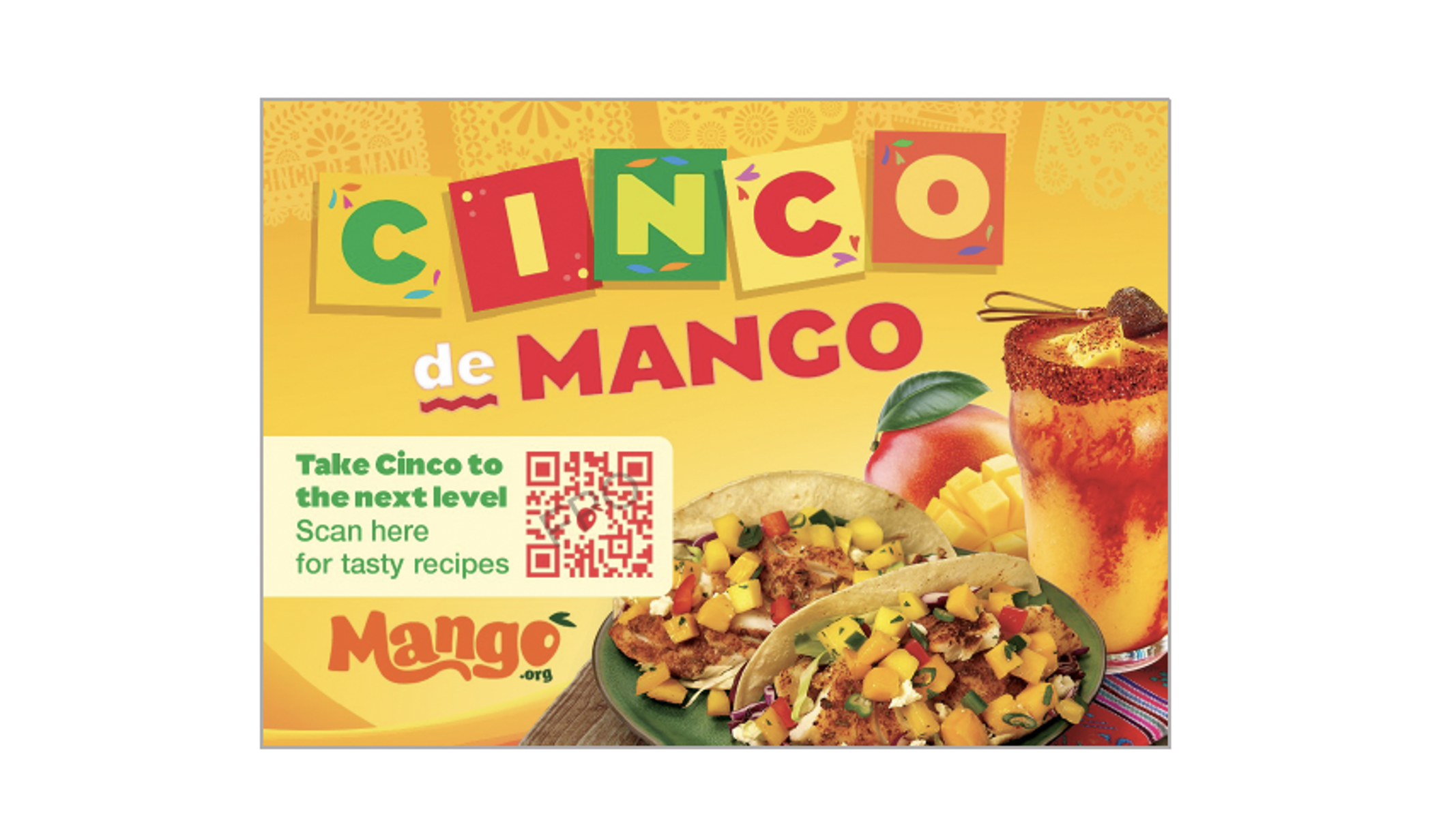 A mango wearing green sunglasses and a sombrero